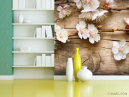 Фотошпалери білі квіточки на гілці - 3