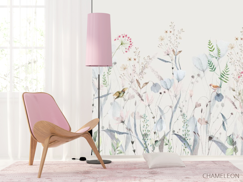 Фотошпалери мінімалістичні квіти блакитний відтінок - 4