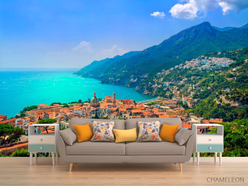 Фотообои Дома, горы, вода - 1