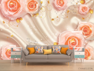 Фотообои Розы на атласе 3д - 1