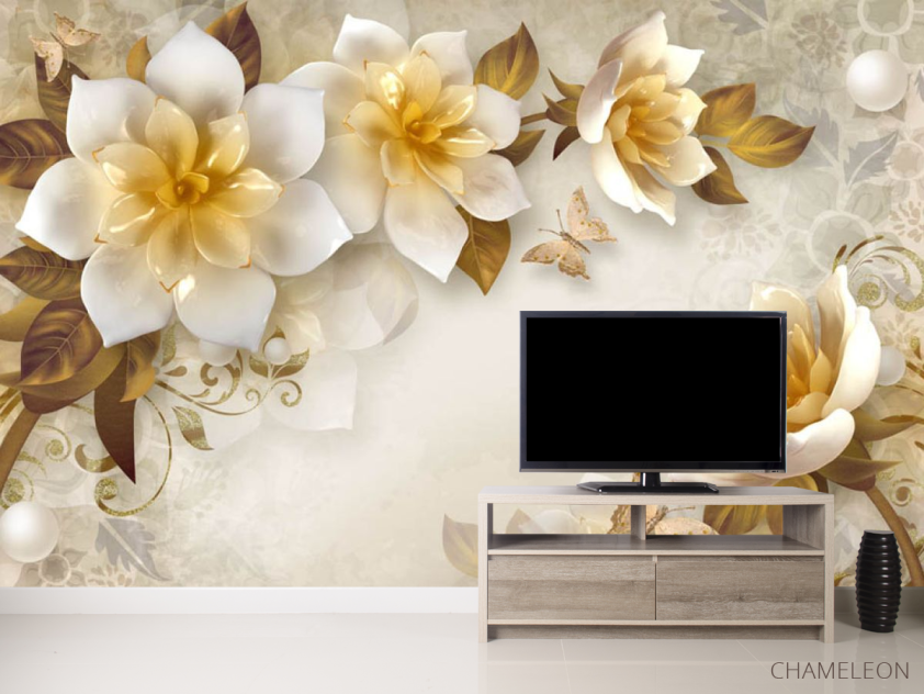 Фотообои Керамические 3д цветы - 2