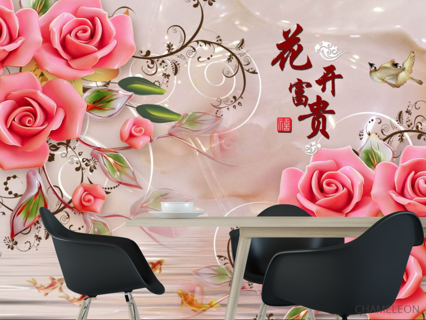 Фотошпалери 3д троянди і кулі - 1