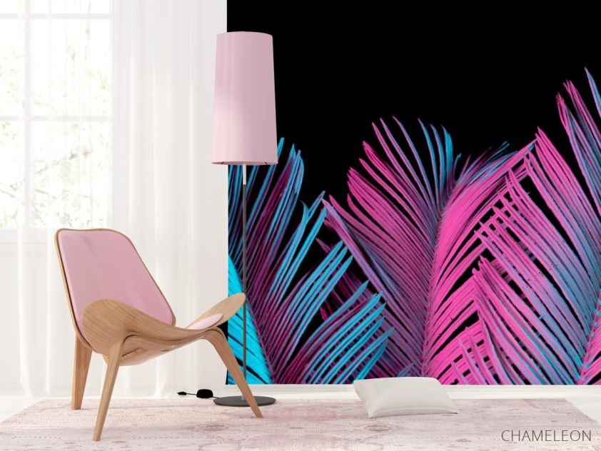 Фотошпалери неонові листя - 4