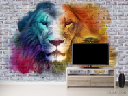Фотообои Стена 3д со львом - 2
