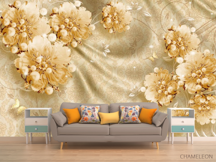 Фотообои цветы с жемчужинами - 1