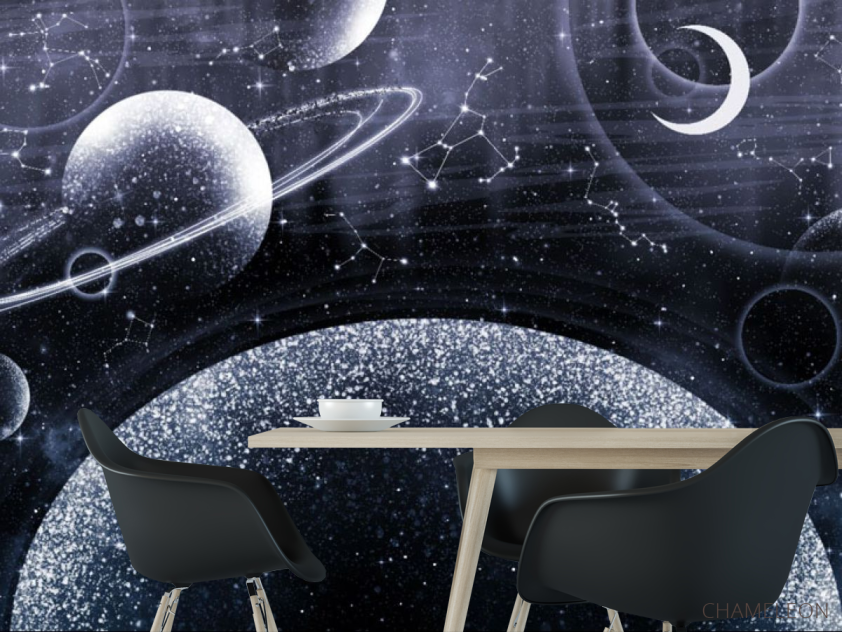 Фотошпалери дизайнерські планети бежевий відтінок - 1