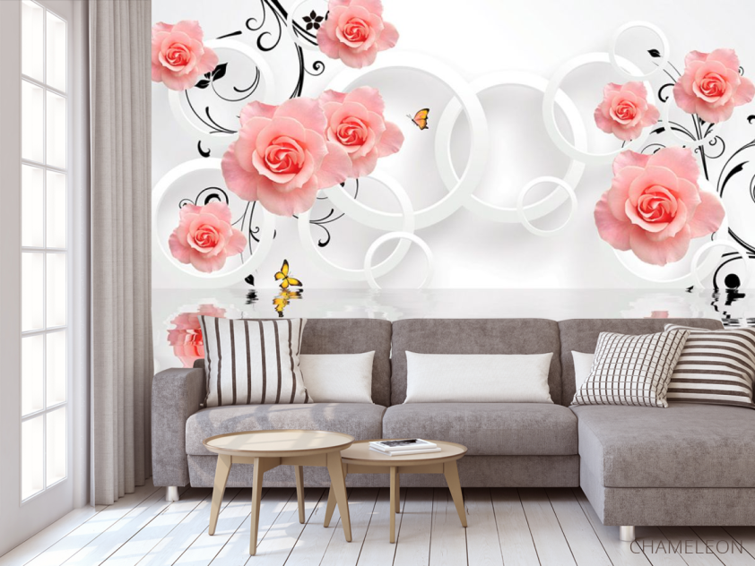 Фотообои 3D утоны роз над водой - 3