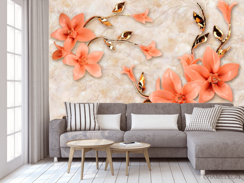 Фотообои современные 3D Стерео цветы - 3