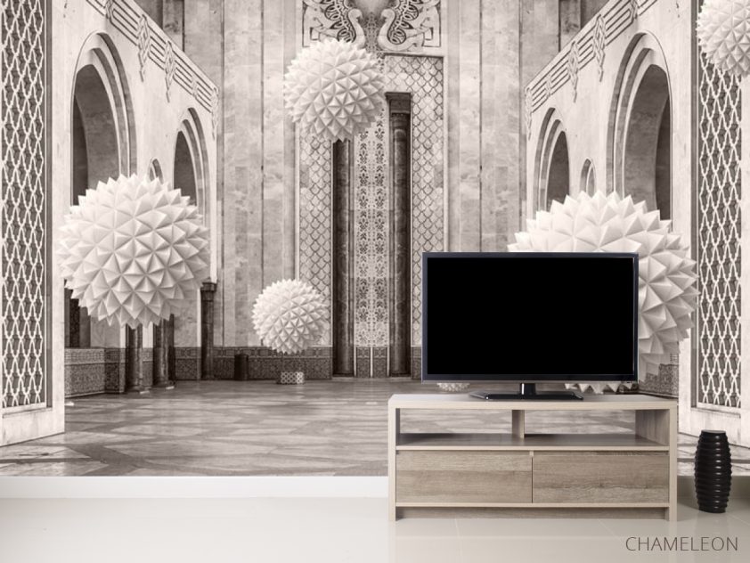 3д фотообои 3д шары в арках - 2