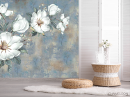 Фотошпалери Білі квіти на блакитному тлі - 2