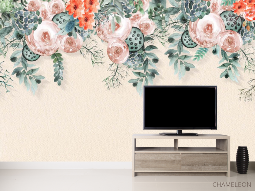 Фотообои Акварельные цветы с потолка - 2