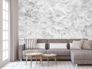 Фотообои Белая стена из бумажных цветов - 3