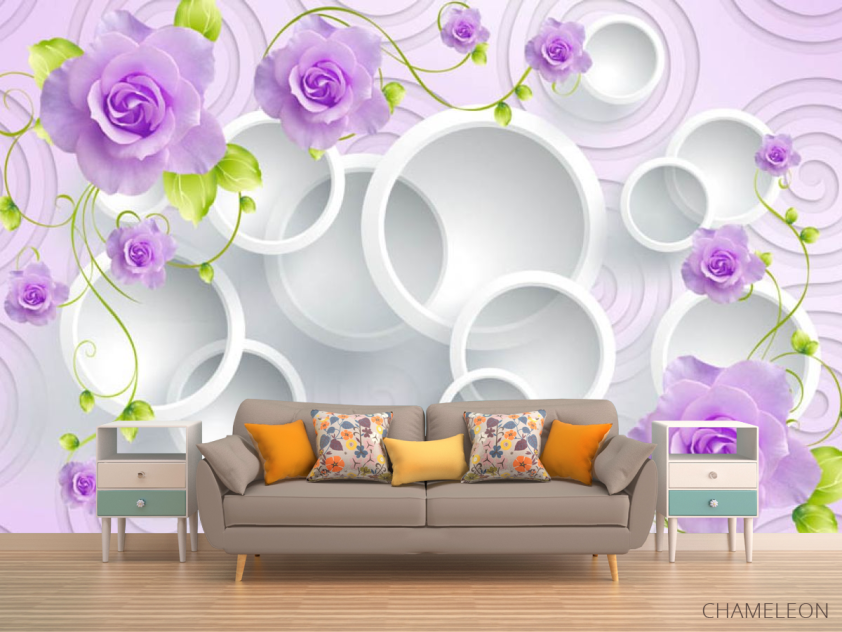 Фотообои розы на 3д фоне - 1