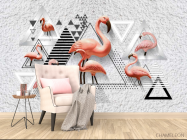 Фотообои Фламинго и геометрия - 4