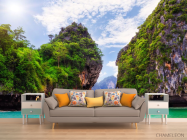 Фотообои лодка у скал - 1