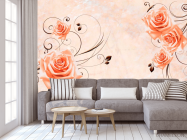 Фотообои 3D розы на нежном фоне - 3