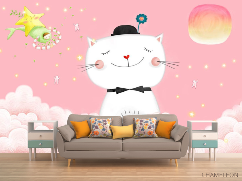 Фотообои Розовый котик - 1