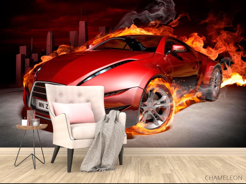 Фотообои Огненный автомобиль - 4
