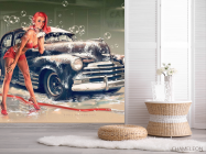 Фотошпалери дівчина і ретро машина - 2