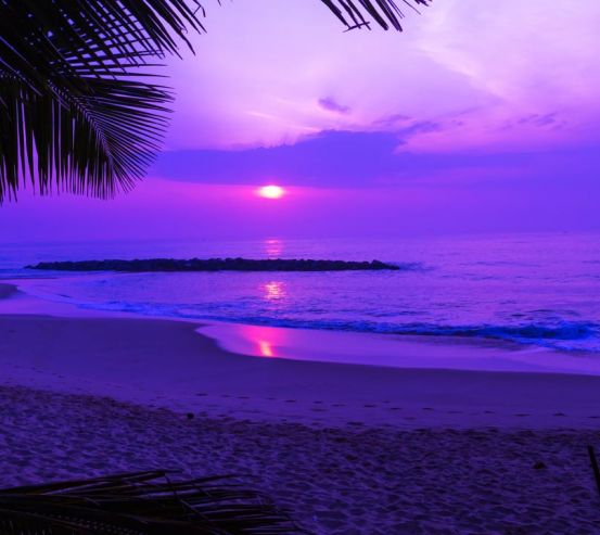 Фотошпалери Фіолетовий захід сонця над морем 21475