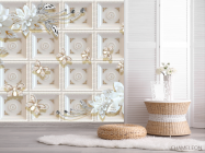 Фотошпалери Керамічні квіти на тлі золотий стіни - 2
