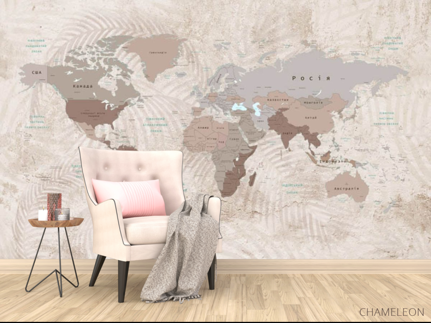 Фотообои Бежевая карта с ветками - 4