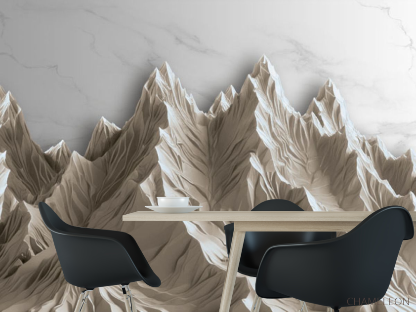 Фотошпалери 3Д гори бежеві з мармуром - 1