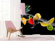 Фотошпалери фрукти і вода на чорному тлі - 4