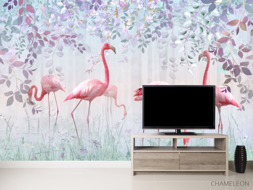 Фотообои Фламинго и зелень - 2