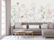 Фотообои Минималистичные цветы голубой оттенок - 3