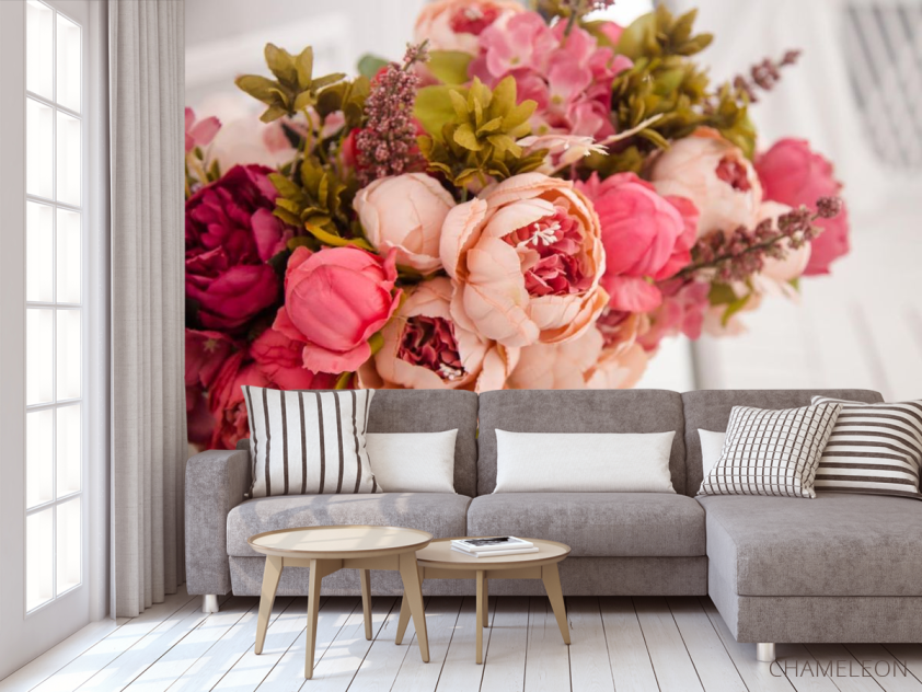 Фотообои розовый букет вкорзине - 3