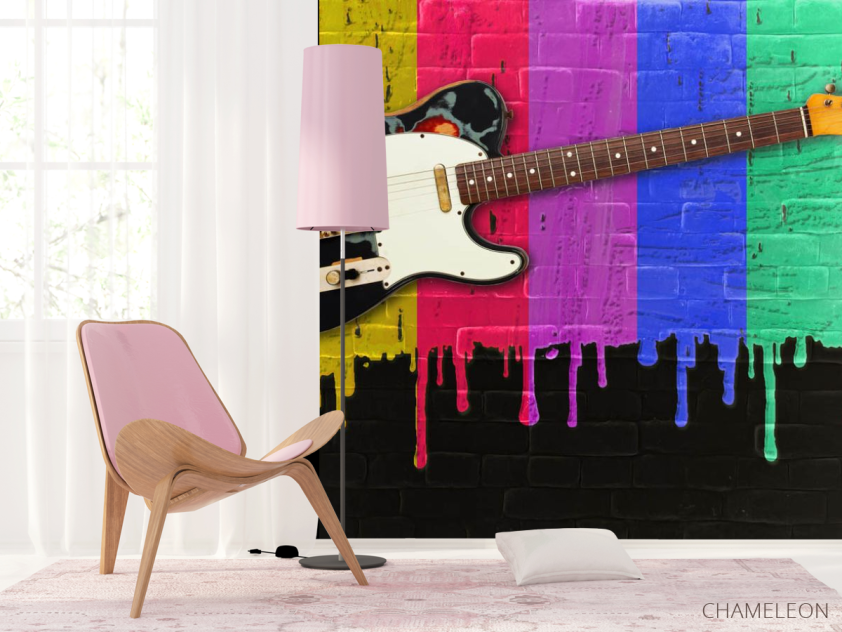 Фотошпалери Гітара на тлі фарб - 4