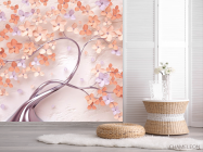 Фотошпалери 3д дерево персикового кольору - 2
