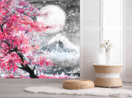 Фотошпалери картина біла луна над рожевим деревом - 2