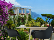 Фотошпалери вид на море з квіткового саду - 1