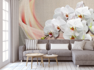 Фотообои Орхидеи на фоне ткани - 3