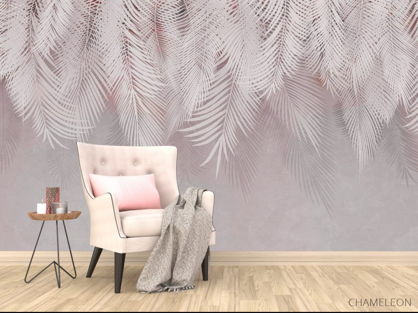 Фотообои розовые листья пальмы - 4