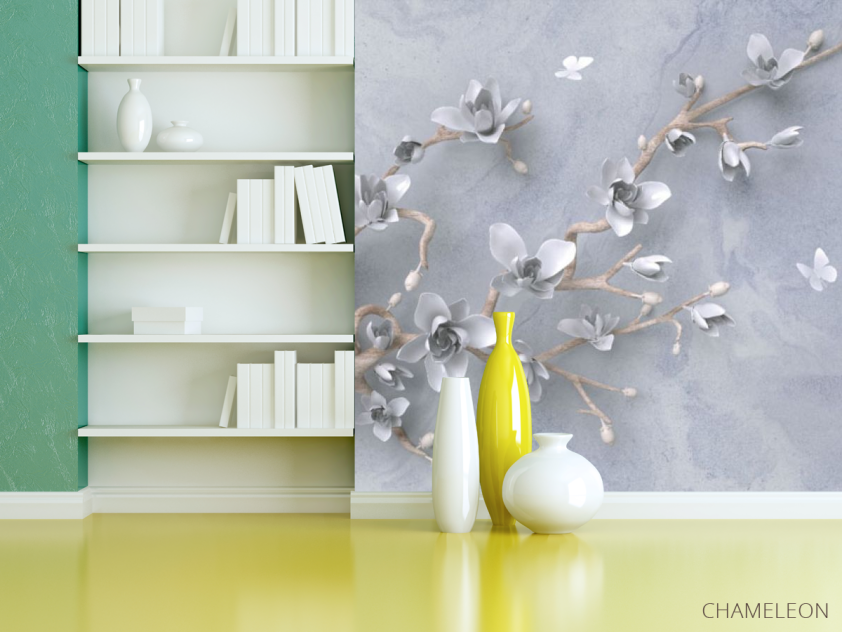 Фотошпалери гілка з квітами 3д - 3