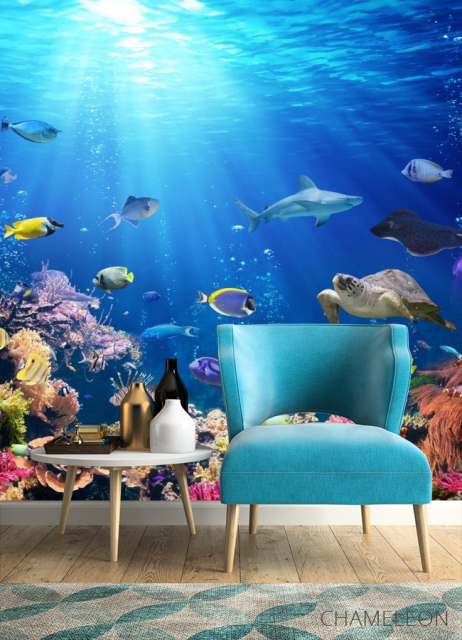 Фотообои Солнечные лучи под водой - 4