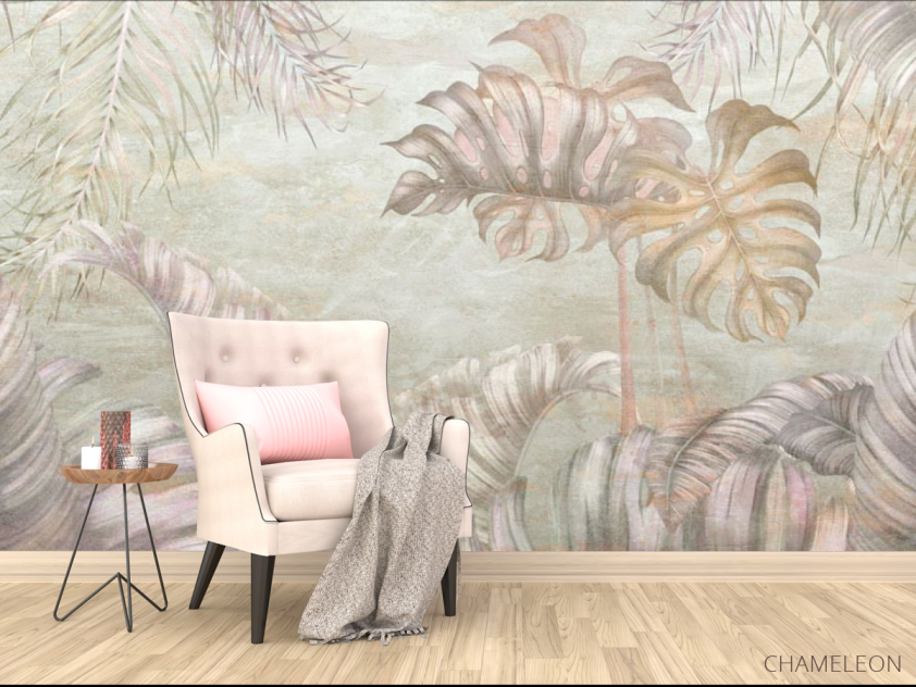 Фотообои Розовые тропические листья - 4