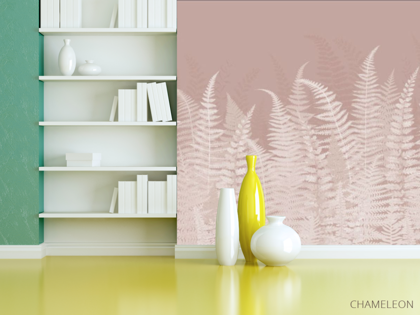 Фотошпалери листя папороті рожеві - 3