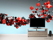 3д фотообои Черные и красные кубы - 2