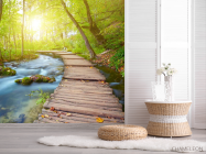 Фотошпалери дерев'яна доріжка в лісі - 2