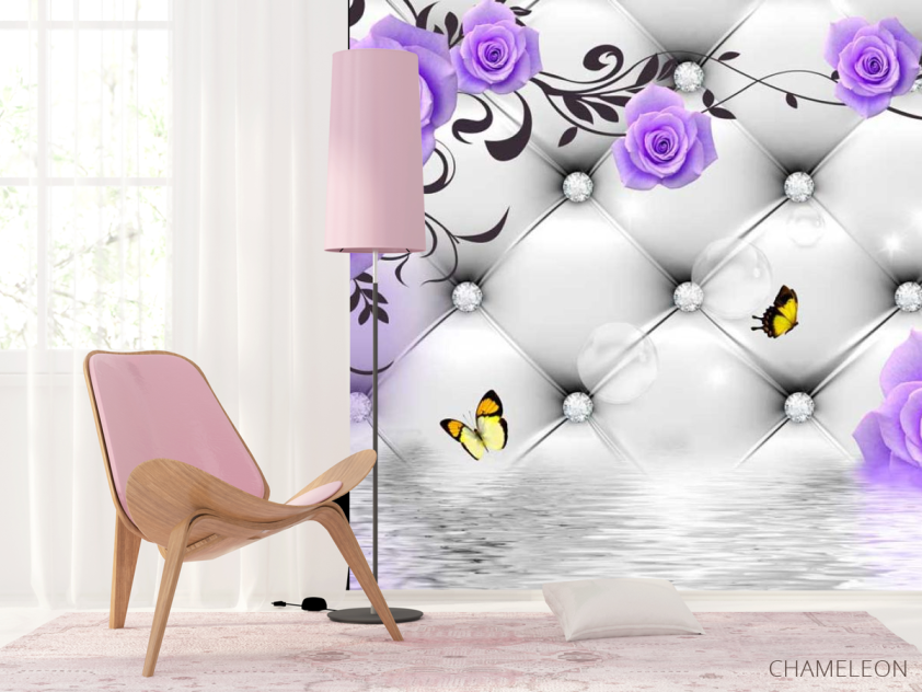 Фотошпалери 3д фіолетові троянди - 4