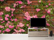 Фотообои чайная роза на кирпичной стене - 2