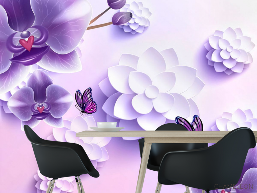 Фиолетовые орхидеи 3Д - 1