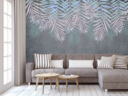 Фотообои Листья с потолка на сером - 3