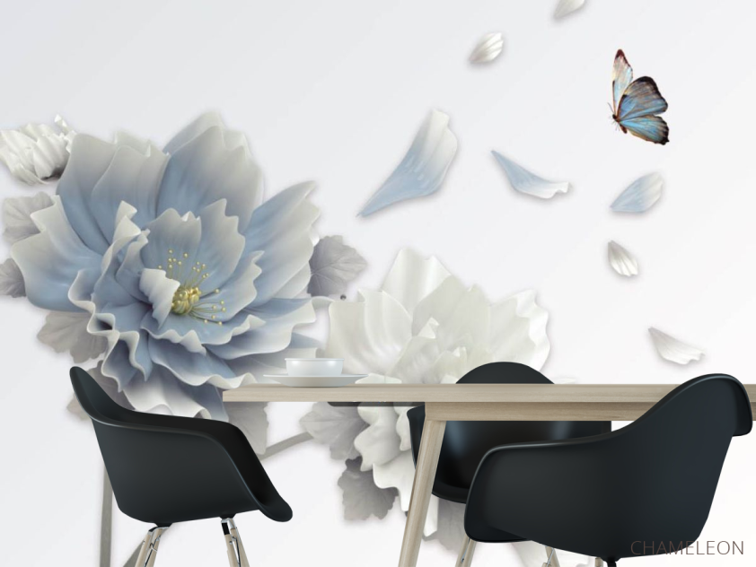 Фотошпалери Блакитні квіти 3д - 1