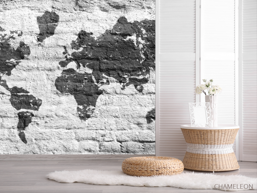 Фотошпалери Картами світу на тлі цегли - 2