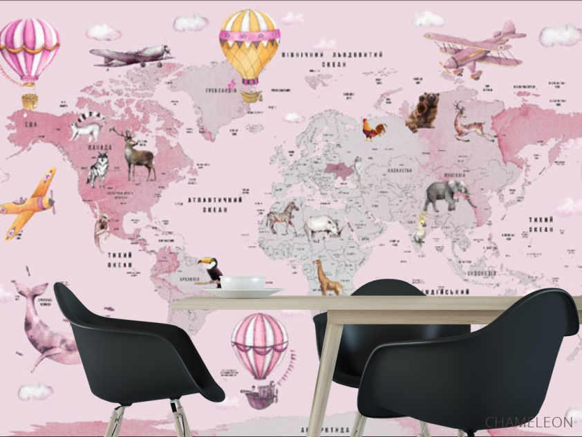 Фотошпалери дитяча карта світу - 1